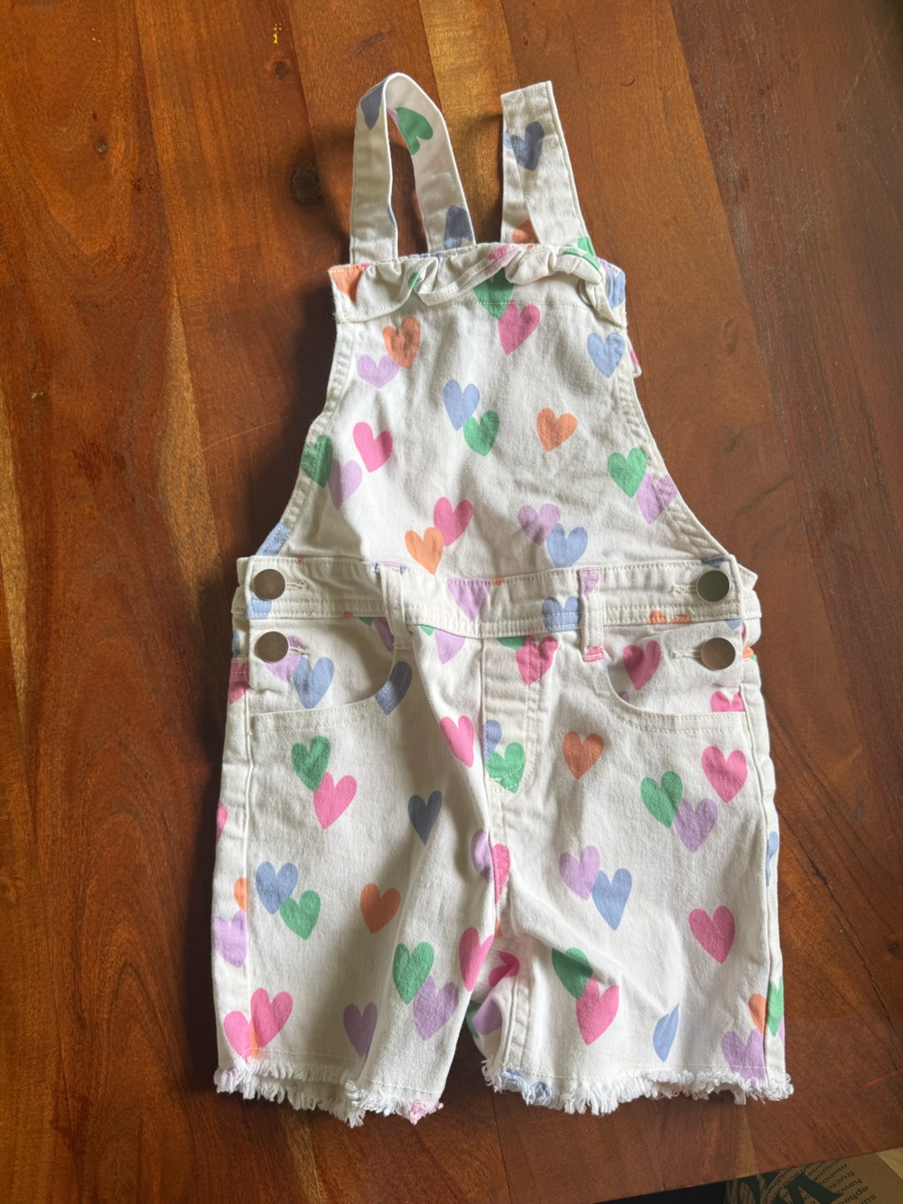 Garanimals White Overalls with‎ Pastel Heart Print
